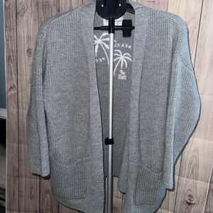 The Beach People Gray Open Cardigan Palm Tree Knit | Women’s M/L | 🌴 NWOT
